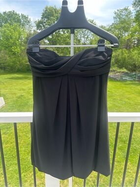 Xscape Strapless Black Cocktail Dress with Twist Bodice